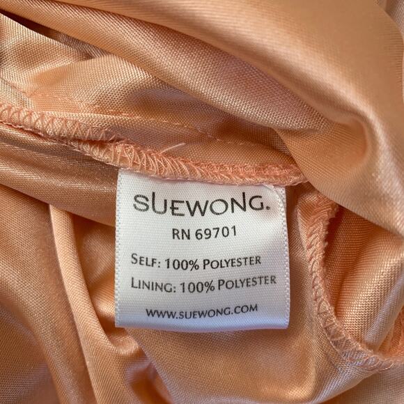 Sue Wong Studios W Beaded Chiffon Empire Waist Cocktail Dress Peach Size 4 - Picture 6 of 12